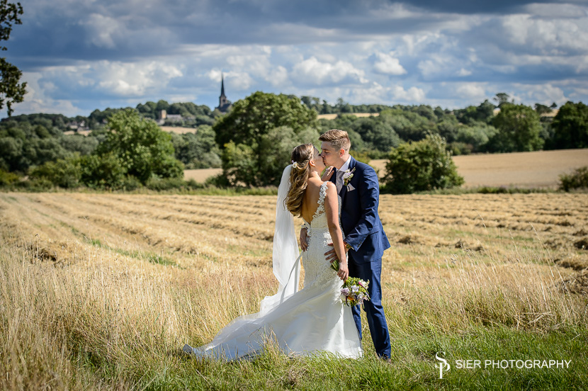 Bride and Groom on the outskirts of Wentworth Village following their Wedding at Holy Trinity Church in the village