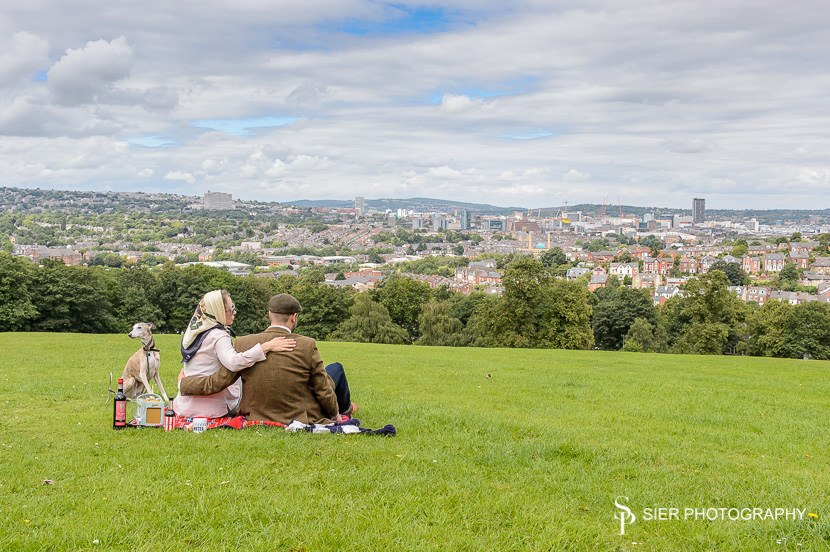 Pete McKee inspired engagement photo shoot in Meersbrook Park in Sheffield